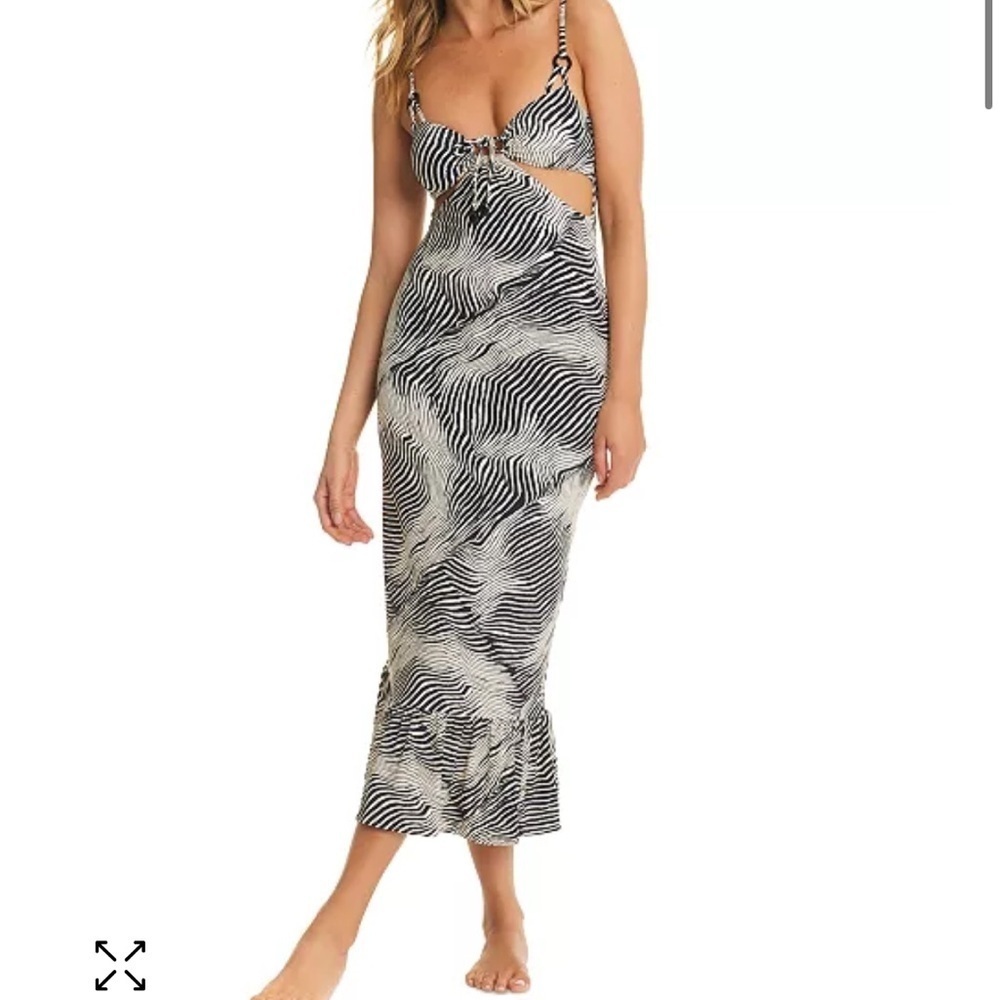 NWT Red Carter Black and White Palm Print Swim Coverup sz 6